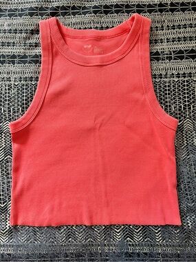 Aerie Hot Pink Ribbed Crop Tank Top Sz L